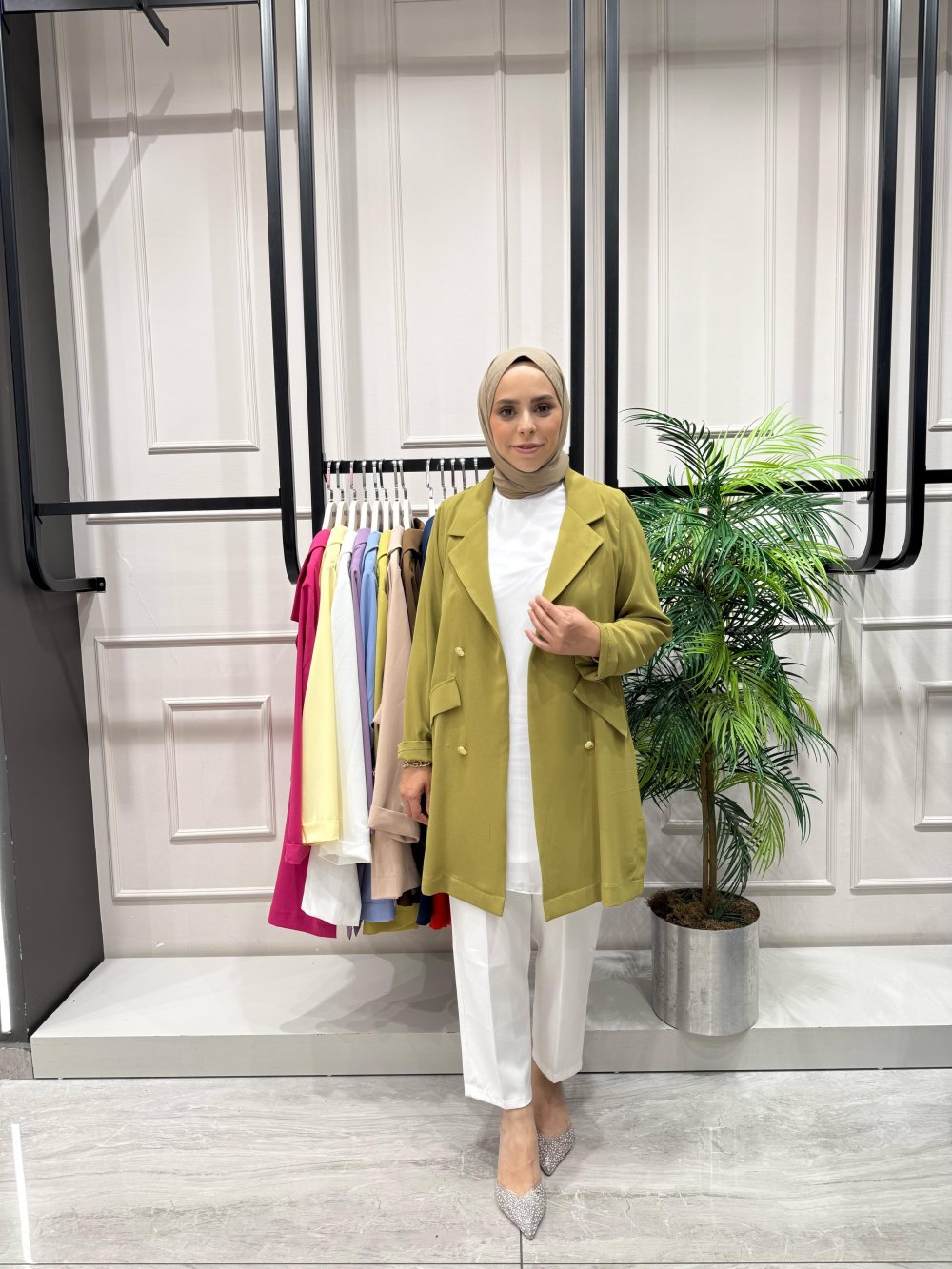 Yağ Yeşili Linda Blazer Ceket