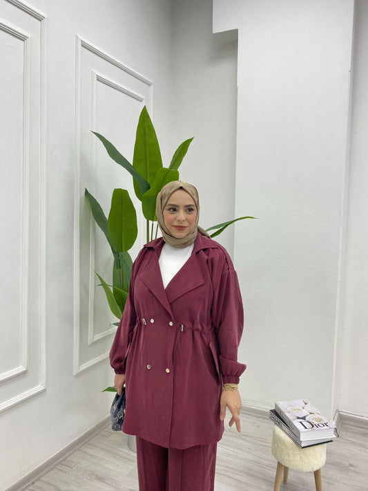 Lacivert İpek Kupra Takım