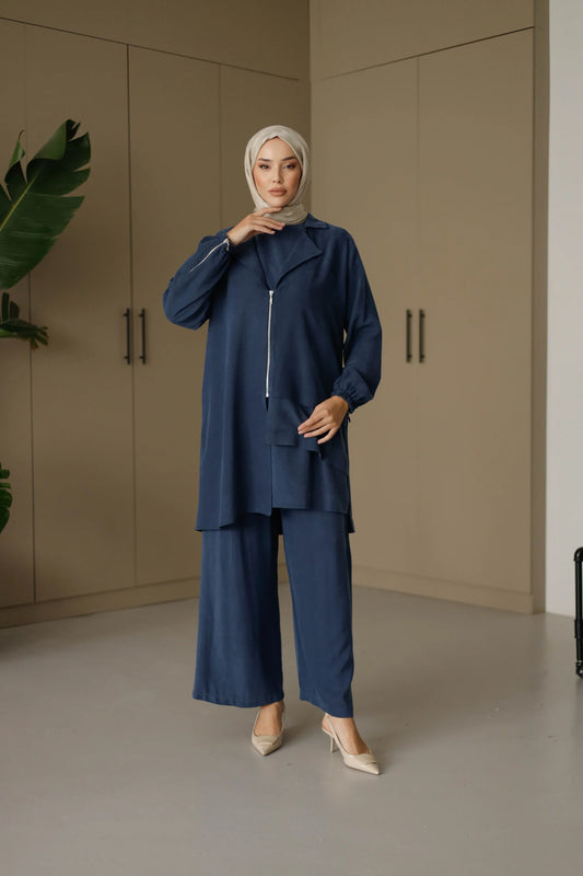 Organik Kumaş Üçlü Takım - Lacivert