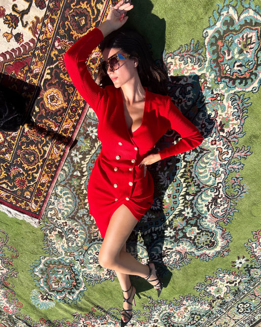 Kırmızı Triko Elbise