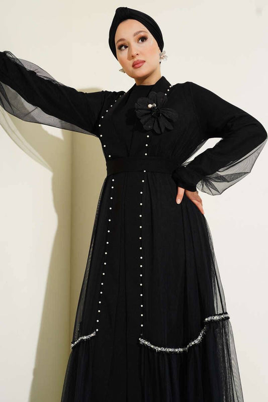 Emma İçlikli Siyah Abaya