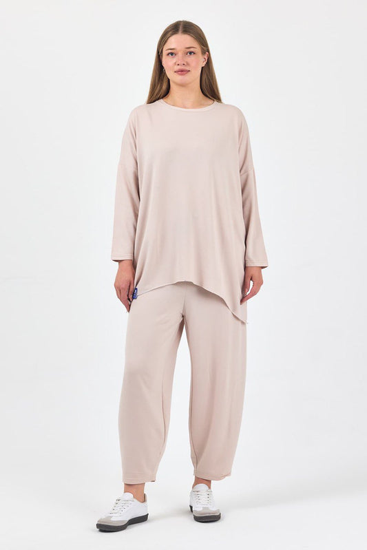 Bej Retro Şalvar Takım