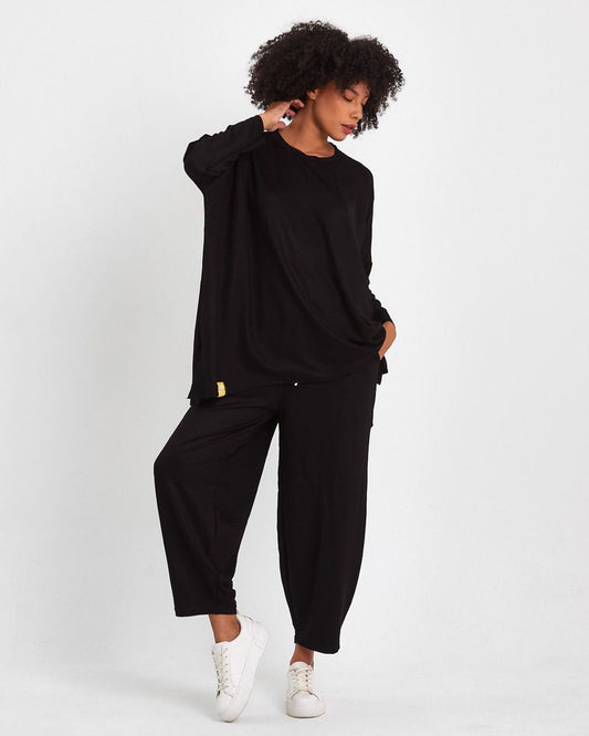 Siyah Retro Şalvar Takım