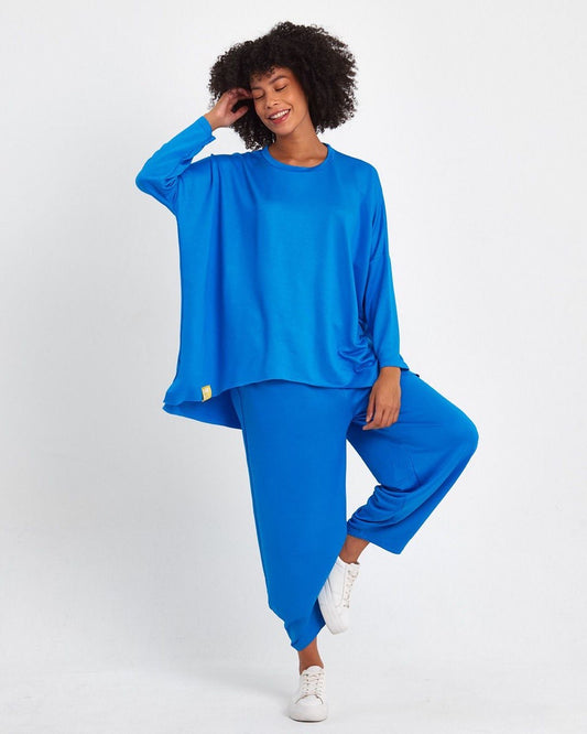 Mavi Retro Şalvar Takım