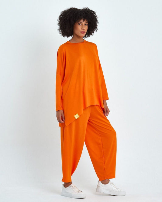 Turuncu Retro Şalvar Takım