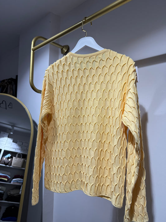 Sarı Dokulu Triko Hırka
