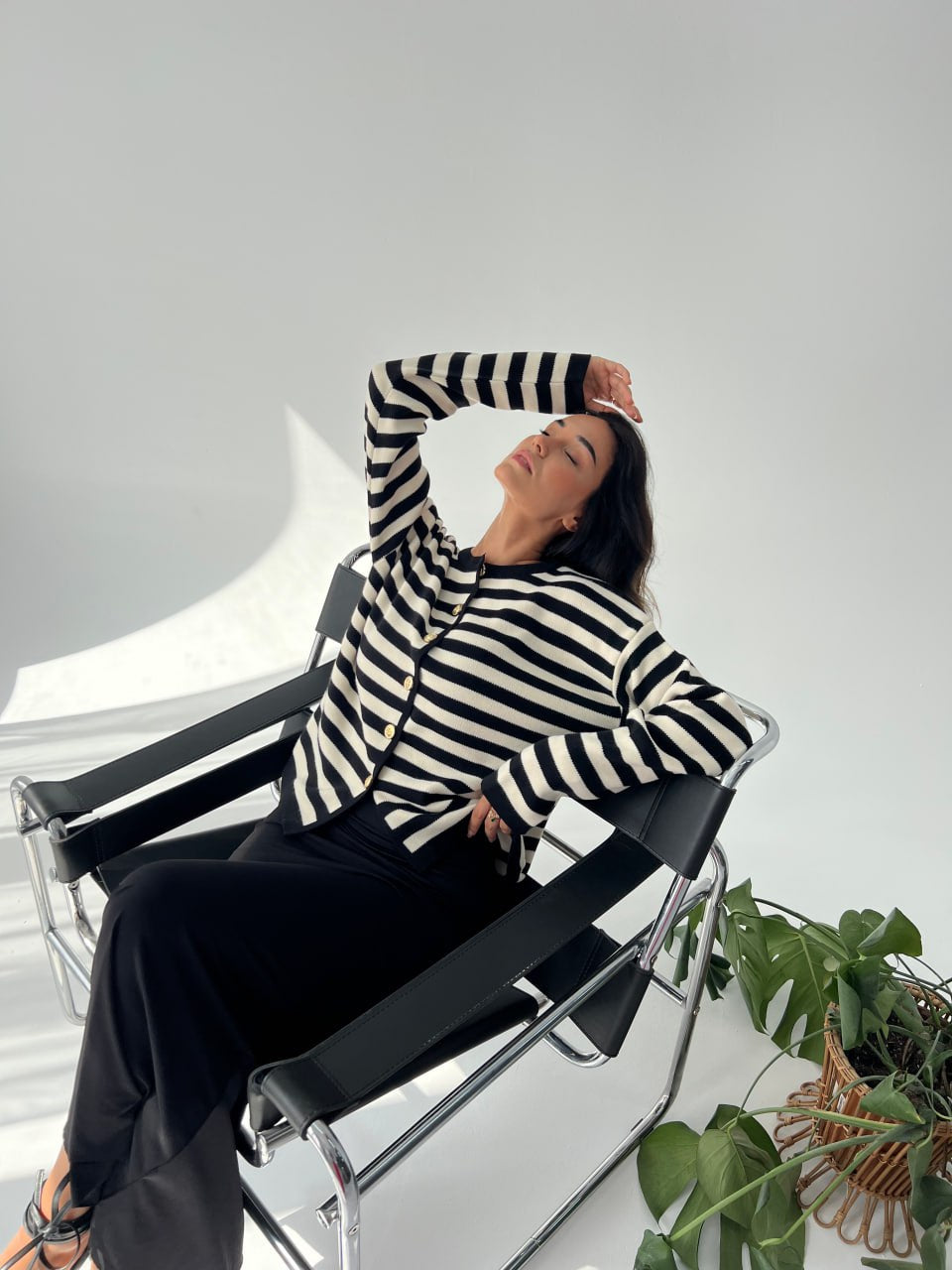 Çizgili Triko Hırka