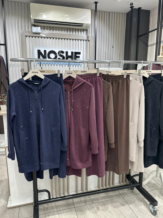 Kahverengi Modal Kumaş Shine Takım