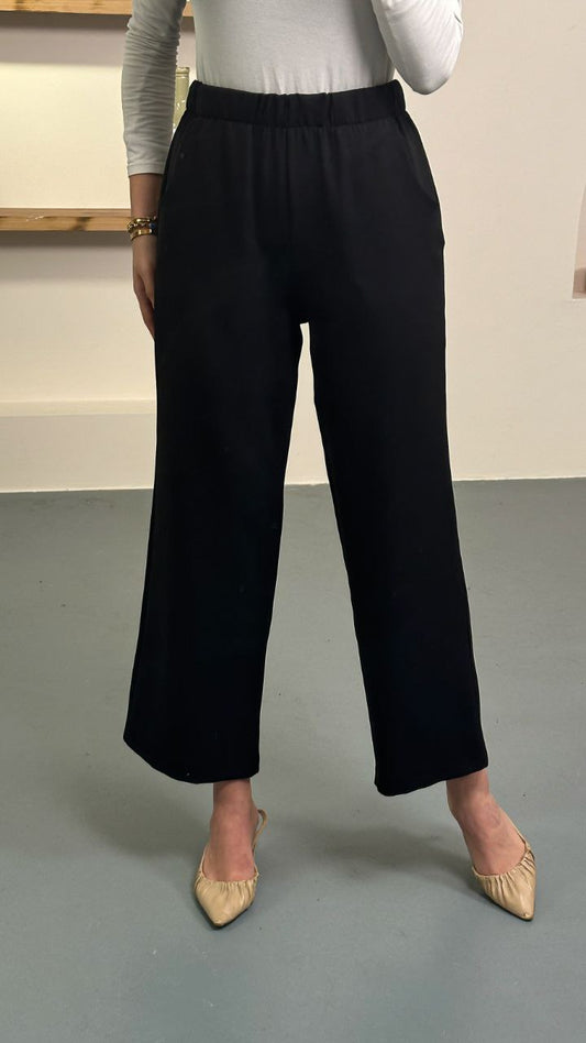 Siyah Krep Kumaş Pantolon