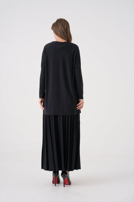 Siyah Sandy Kumaş Etekli Takım