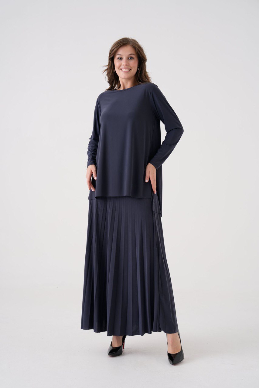 Lacivert Sandy Kumaş Etekli Takım