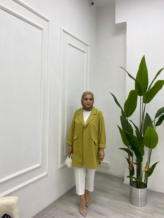Yağ Yeşili Linda Blazer Ceket