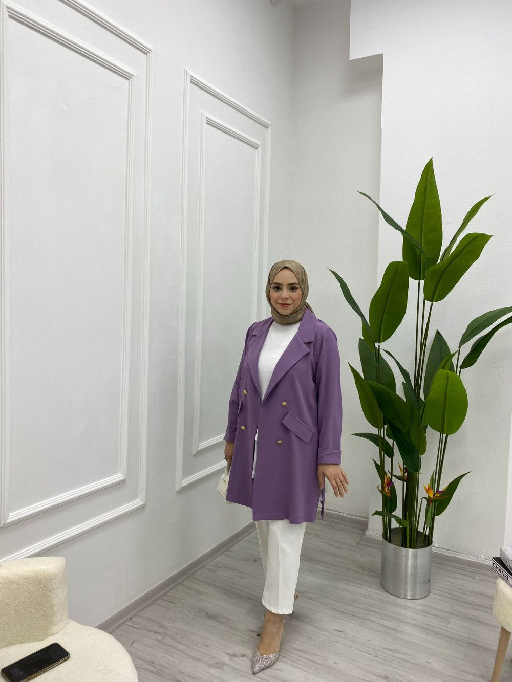 Mor Linda Blazer Ceket