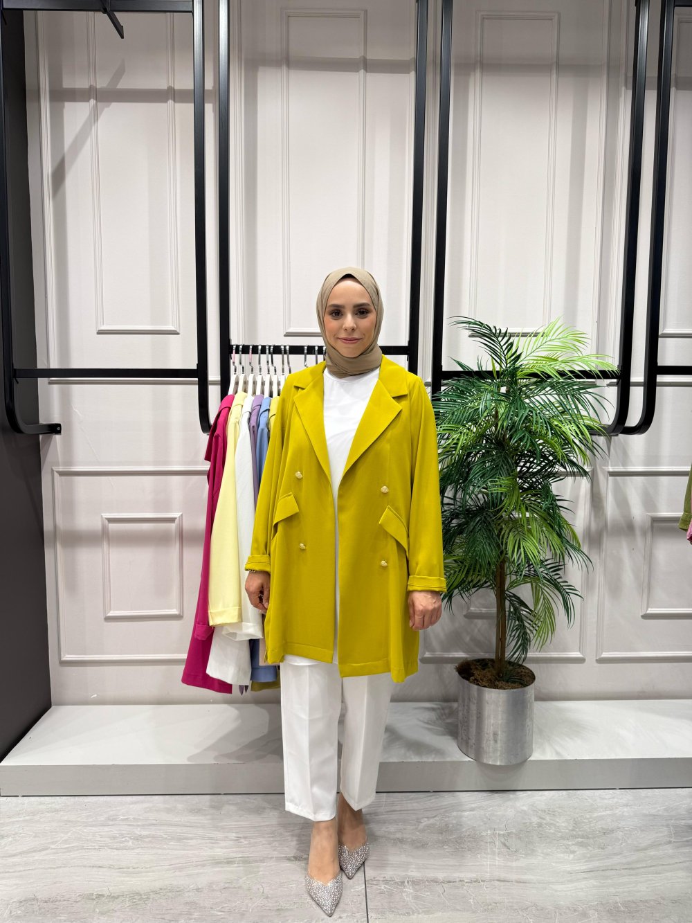 Yağ Yeşili Linda Blazer Ceket