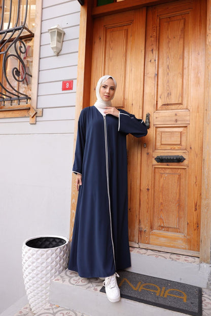 Medine İpeği Biye Detaylı Oversize Ferace