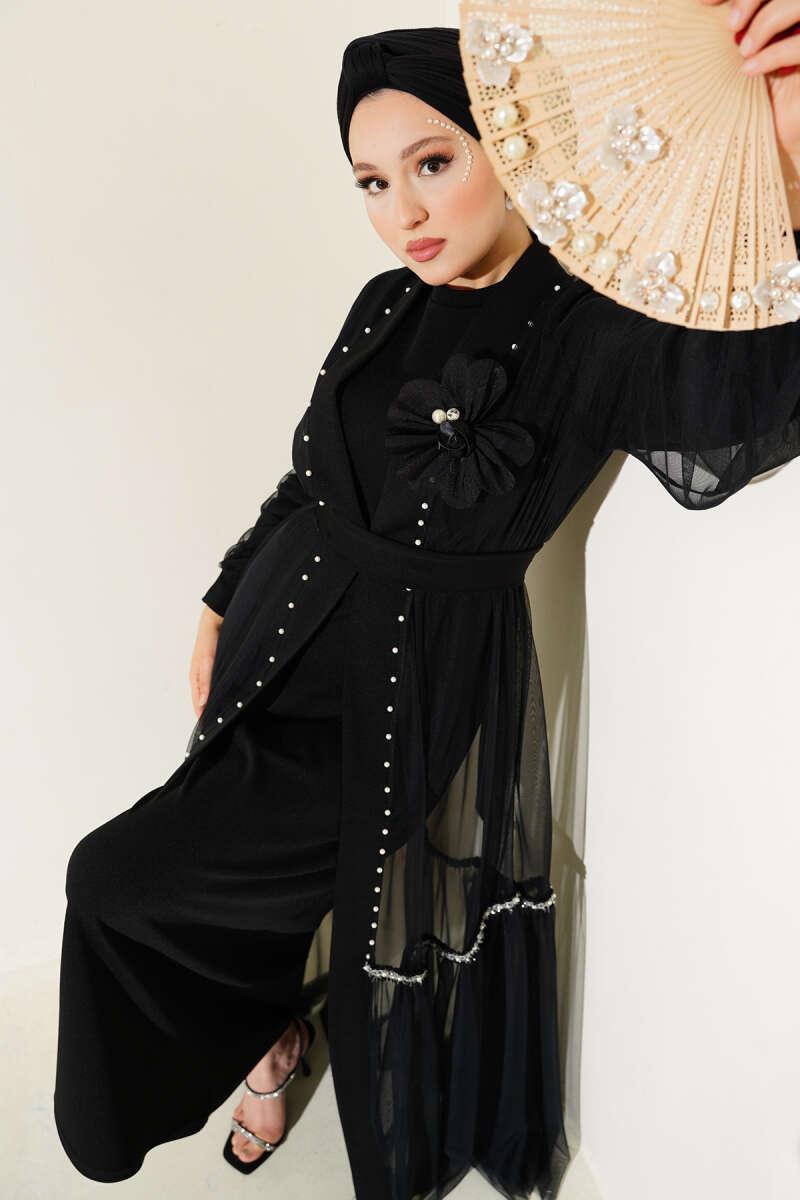 Emma İçlikli Siyah Abaya