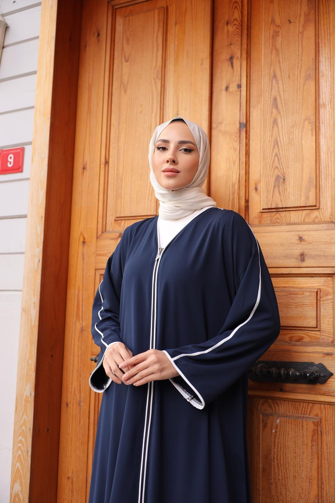 Medine İpeği Biye Detaylı Oversize Ferace