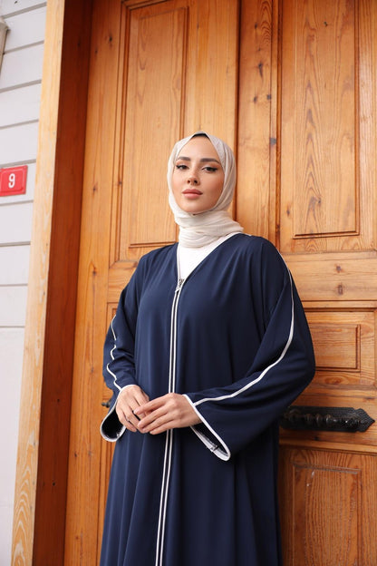 Medine İpeği Biye Detaylı Oversize Ferace