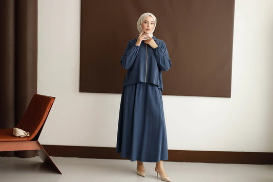 Organik Kumaş Etekli Takım - Lacivert