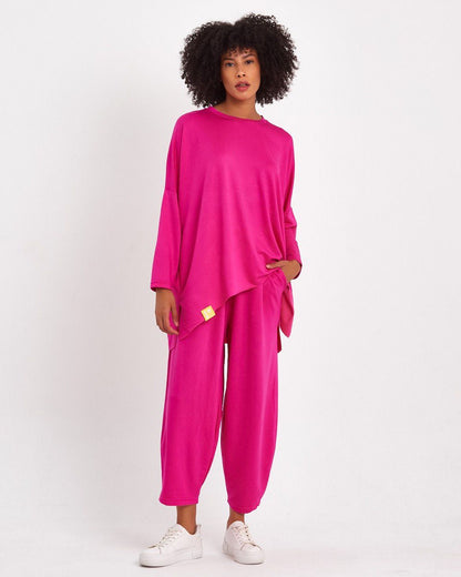 Pembe Retro Şalvar Takım