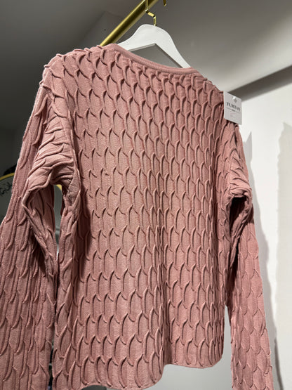 Pembe Dokulu Triko Hırka