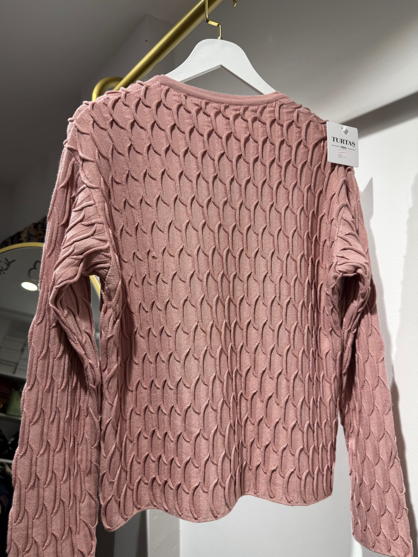 Pembe Dokulu Triko Hırka