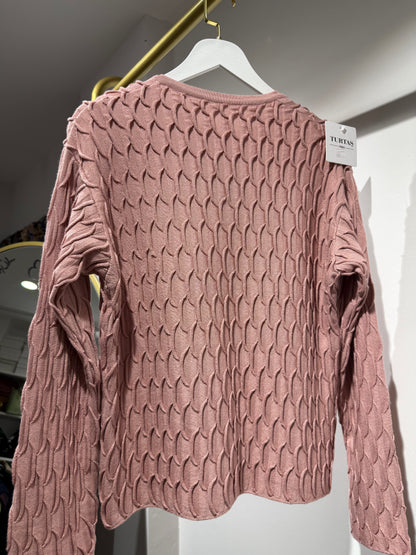 Pembe Dokulu Triko Hırka