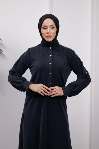 Siyah Örme Kupra Etekli Takım