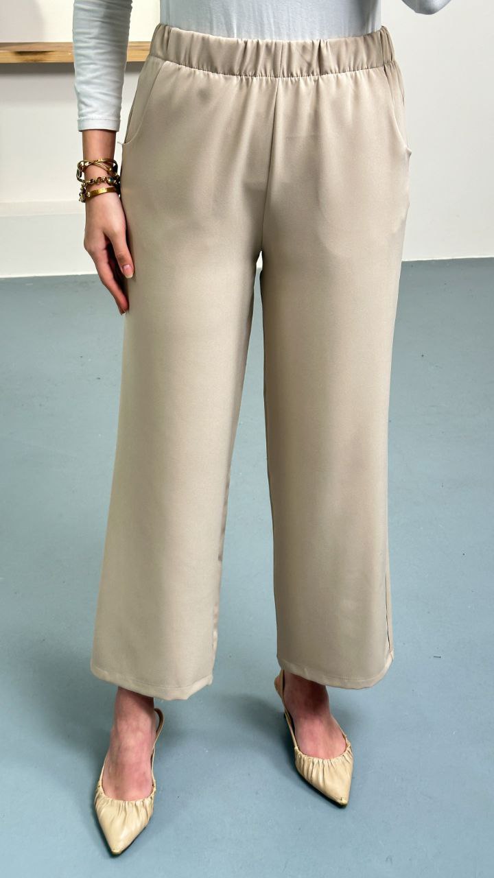 Bej Krep Kumaş Pantolon