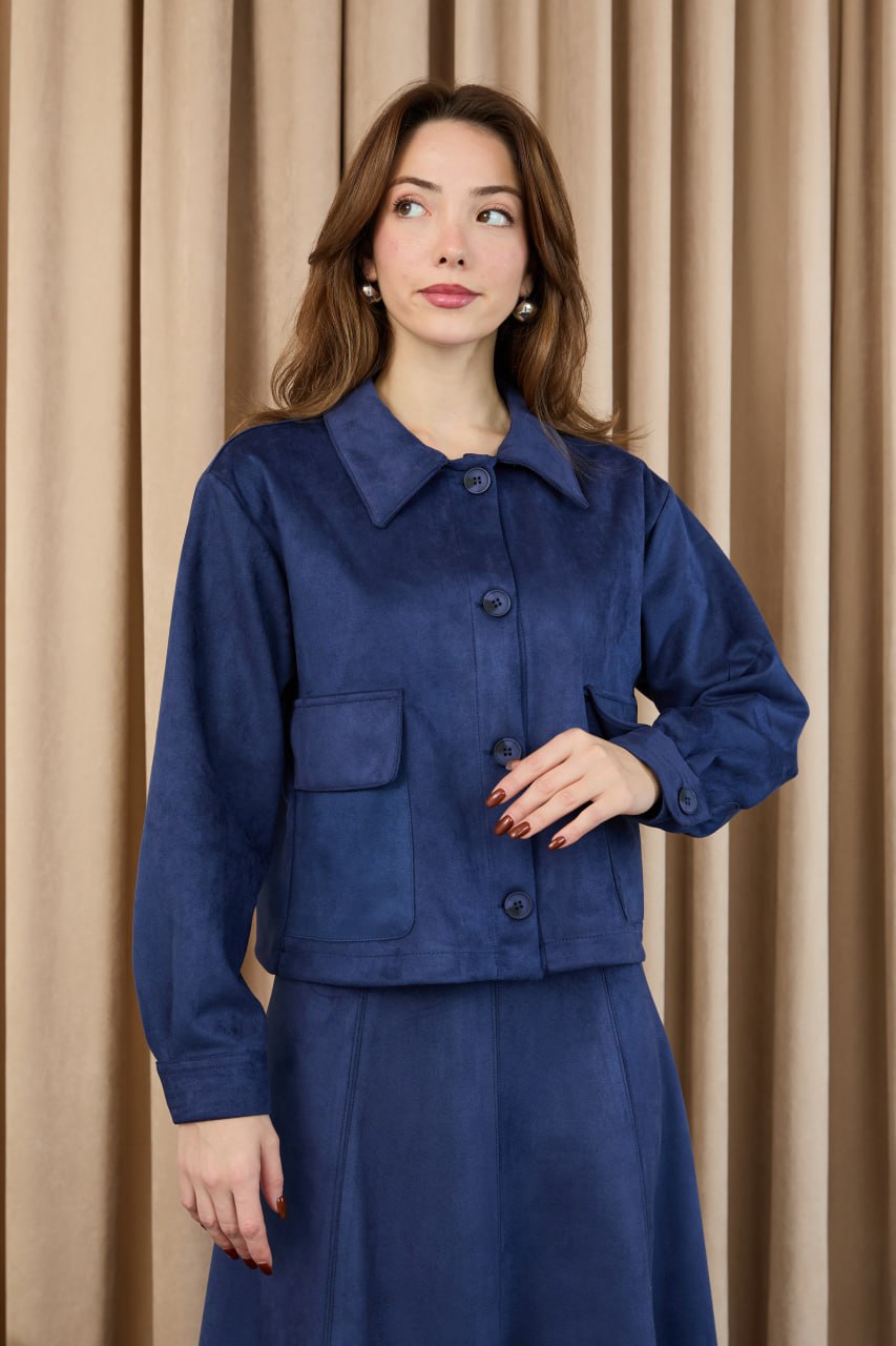 Lacivert Süet Etekli Takım