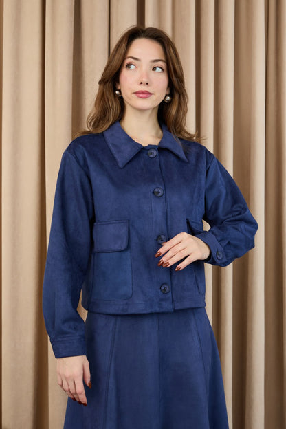 Lacivert Süet Etekli Takım