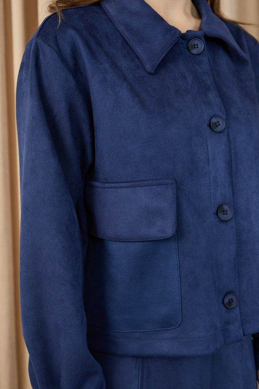 Lacivert Süet Etekli Takım