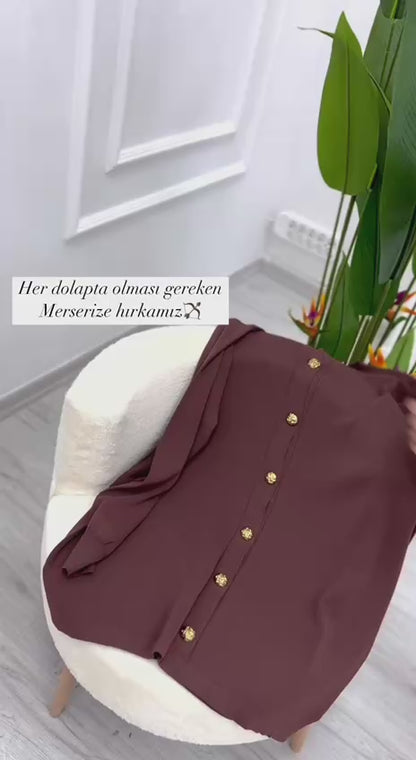 Gold Düğme Detaylı Merserize Hırka – Mor