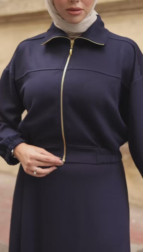 Etekli Fermuarlı Yumuşak Dokulu Takım - Bordo