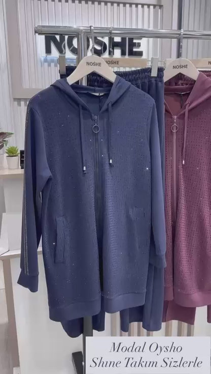 Lacivert Modal Kumaş Shine Takım
