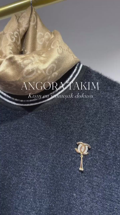 Şerit Detaylı Angora Takım